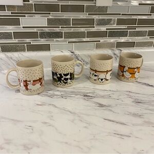 Vintage mug set barn yard animals farm animals kitsch cute cottage core